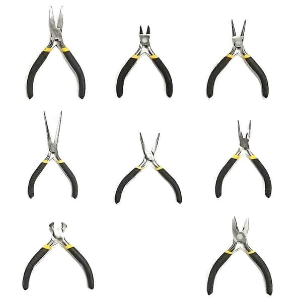 8 STK Mini Tangsett Langnese med Tenner Flat Kjeve Rund Diagonal Nese Trådende Kutter Verktøy Smykketangsett