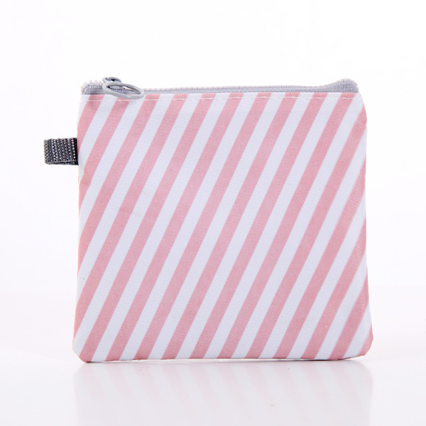 13*13cm, (Rosa Stripemønster) 4 stk, Menstruasjonsbag Sanitetsbind S