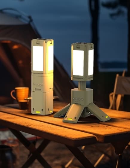 Langvarig campinglampe med stativ: LED utendørs camping- og arbeidslampe for telt