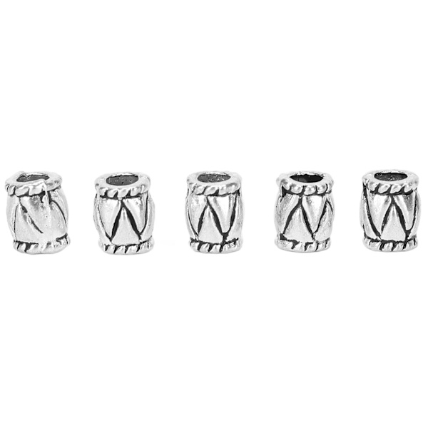 Antika Silver Tunnpärlor Legering Metall Retro Design Stora Hål Distanspärlor för Hår- och Skäggflätning DIY Smyckestillverkning Hantverk Kvalitetspärlor Fina