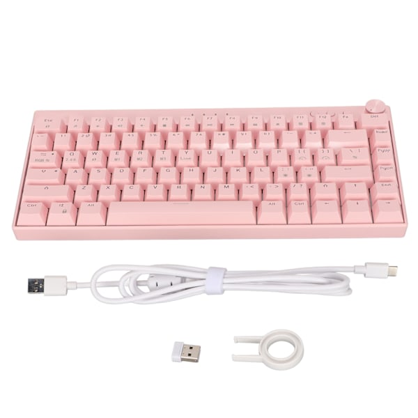 82 Tangenters Mekaniskt Tangentbord RGB Bakgrundsbelysning ABS Tre Lägen Gaming Tangentbord med Vred för Windows för IOS för Android Brun Brytare