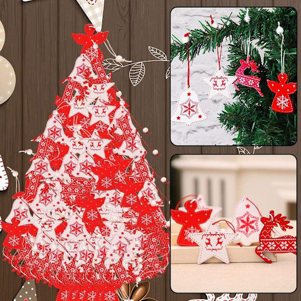 Weihnachtsbaumschmuck 24 Stück Holz Weihnachten Anhänger
