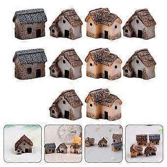 10 stk. Mini Hus Ornament Harpiks Hus Mini Hjem Mikro Landskab Tilfældig Stil