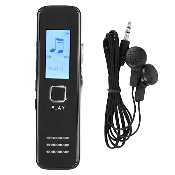 Professionell USB Inspelningspenna Mini Röstinspelare MP3-ljudspelare med Display
