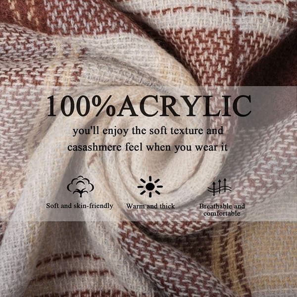 Plaid Tæppe Halstørklæde Vinter Efterår Halstørklæder til Kvinder, Varmt Blødt Tykt Oversized Tartan Sjaler Wraps Halstørklæder Khaki