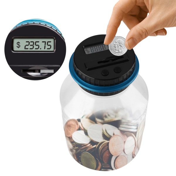 LCD-skärm Digital Penninglåda Jar Dollar Mynt Räknar Box