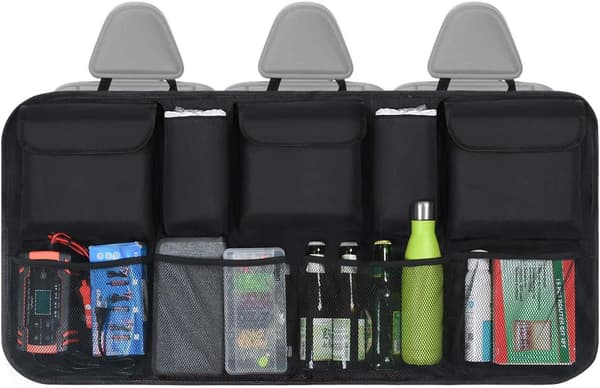 Bagageboks opbevaringspose med 9 lommer, bagageboks opbevaringspose med stærk elasticitet, velegnet til SUV-stænger (sort)