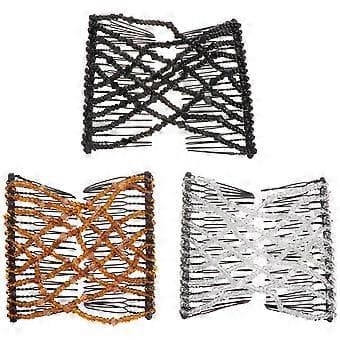 3 stk. Hårbørste Kvinder Dobbelte Clips Hårkam Krystalperler Hårkamme Hår Sidekamme Elastisk Perlekam