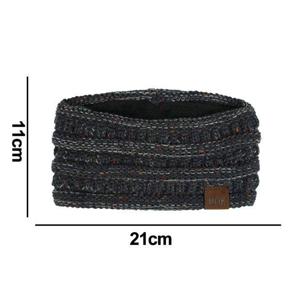 Hodebånd for kvinner, varmt strikket fleeceforet hodebånd vinter ørevarmere hodebånd Dark gray
