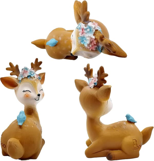 Rensdyrfigur, Sød Mini Harpikshjort, 3D Harpikshjortfigurer