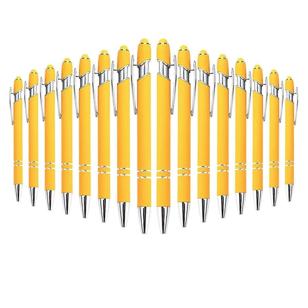 16 stykker kuglepenne med stylus-spids, gummibelagt blød kontakt kuglepen sort blæk metalpen til tablets E