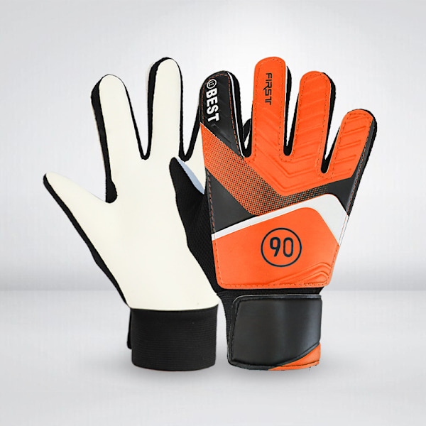 Barnfotbollsmålvaktshandskar, slagtåliga latexhandskar, orange 5 5