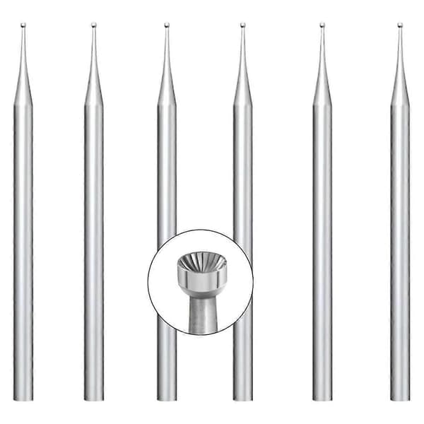 6 stk 1 mm rund koppfres - 3/32 tommer skaft trådrundingsbits smykkefreser for lapidarskaping