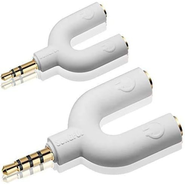 Stereo Headset Audio Splitter Kit, 3-Pin 3.5mm U-formet Plugg til 2