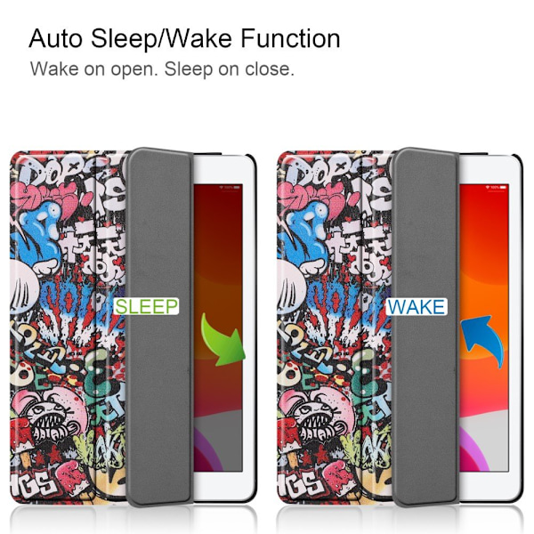 Apple iPad 10.2 Slim fit tri-fold fodral - Graffiti Pattern multifärg