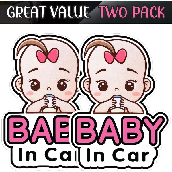 2 delar Baby in Car Stickers Skylt och dekal för flicka, baby