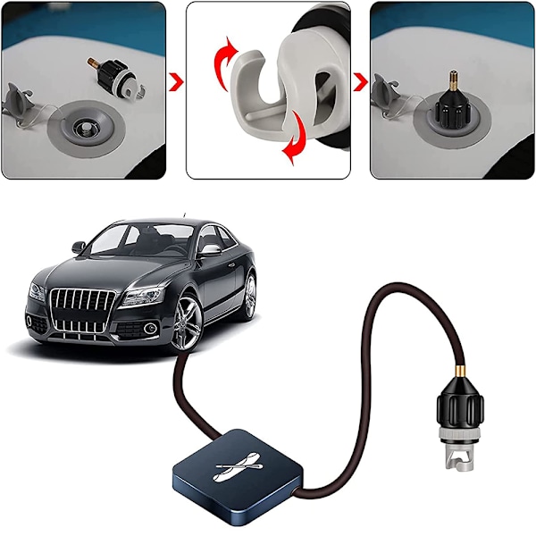 Pumpadapter, adapter för kompressor, portabel SUP-ventiladapter, uppblåsbar båtventiladapter för kajak, uppblåsbar båt, SUP-bräda Schwarz