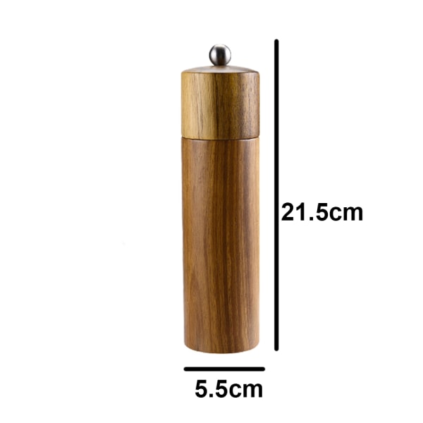 Salt- och pepparkvarn av trä, hållbart akaciaträ 8 inch stainless steel ball