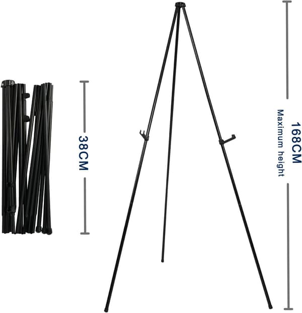 Sammenleggbart staffeli, bærbart, justerbart lettmetallstativ, 160 cm maks H