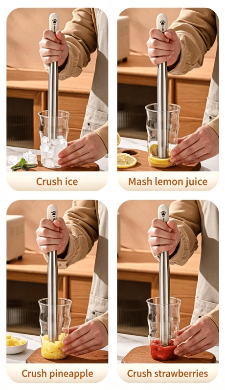 304 Rustfrit Stål Isknuser: Isknuser til Hjemmebrug, Citronpresser og Specialiseret Juicerværktøj til Bubble Tea Butikker og Bartending 32cm