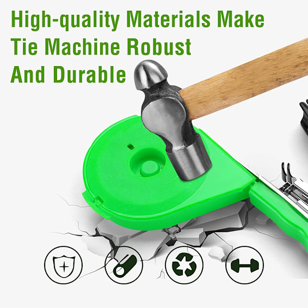 EINNENFFER Växtbindningsmaskin, Aluminium, Med tejp, Båge + reservblad, 20 rullar tejp, 1 låda spik, Lätt och ergonomisk, Grön