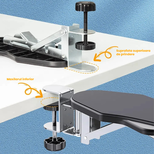 EINNENFFER Ergonomiskt Armstöd, 180° Roterbart, 90° Fällbart, Utdragbart, För Kontor, Ställ, Svart