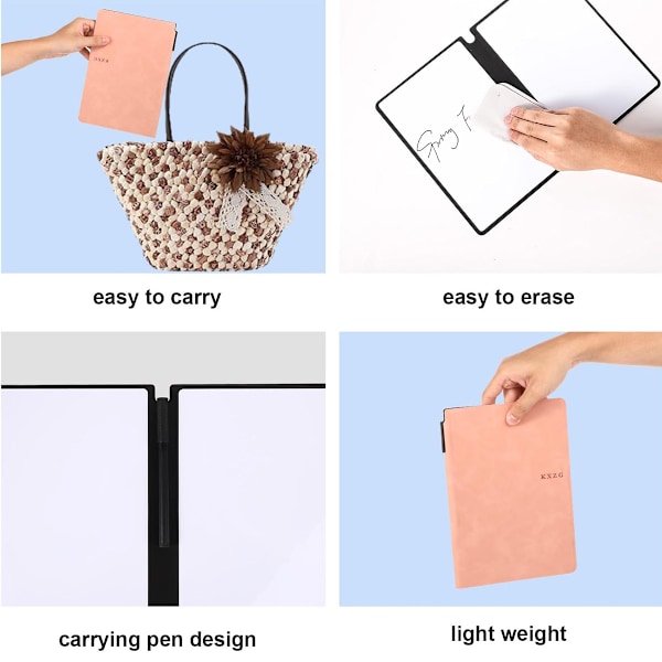 Portabel Liten Whiteboard, Återanvändbar 9,5 * 6,6 tum Anteckningsbok Memo, Kontorsmaterial Hemtillbehör Skrivbordstillbehör pink