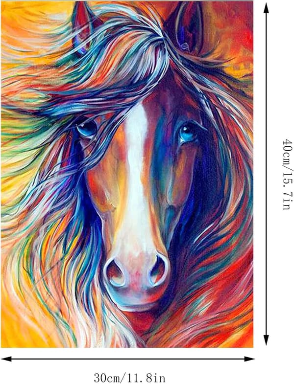 5D Diamantmaleri Sæt 30x40cm DIY Farverig Hest Diamant Kunst Sæt