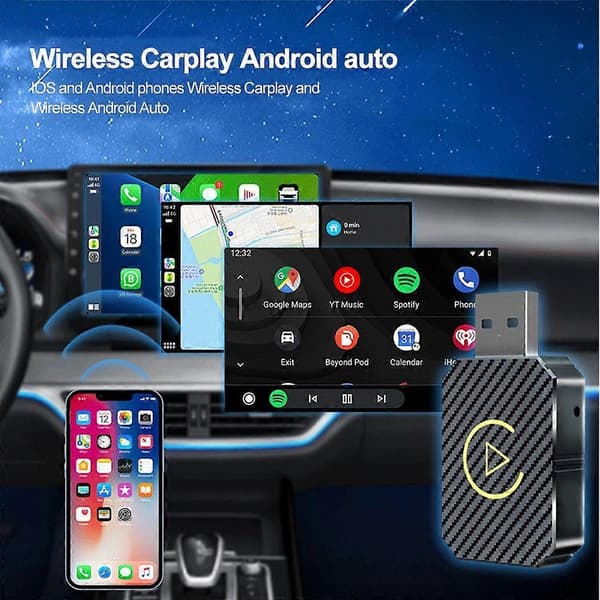 2-in-1 langaton CarPlay & Android Auto -sovitin - Plug & Play