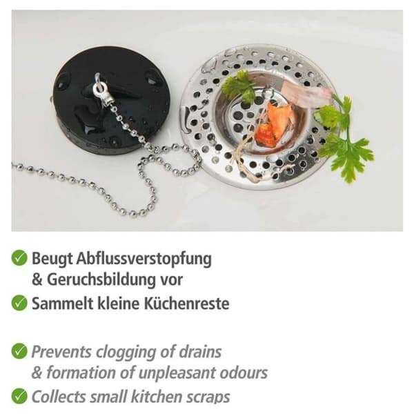 Avloppssil, 2-pack, rostfritt stål, 7 cm, blank