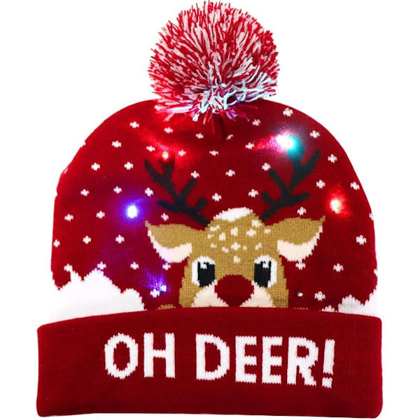 Christmas Knitted LED Pom Beanie Hat Ugly Sweater Holiday Xmas