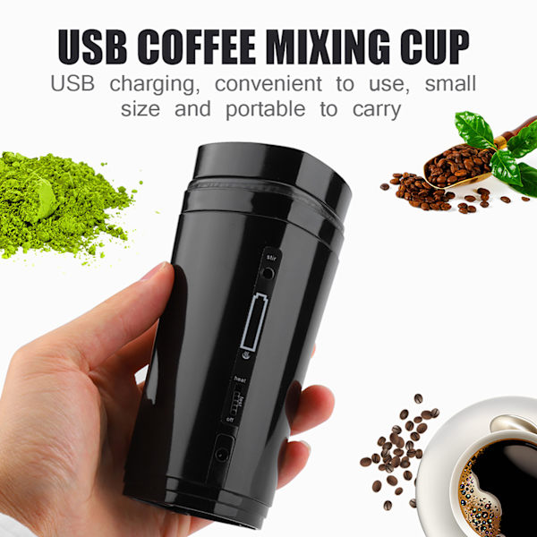 USB-laddningsbar kaffekopp, bärbar resekaffe, självomrörande blandning