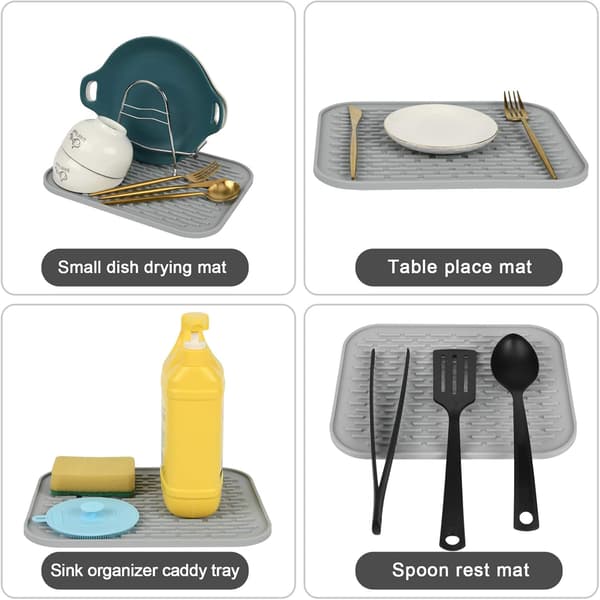 (Grå, 29,5 x 23,5 cm) SUPER KITCHEN Liten Silikon Grytunderlägg, Halkfri