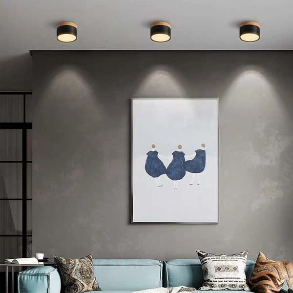 Rund Loft Spotlight LED Sort Varmt Hvid Aluminium Loftlampe