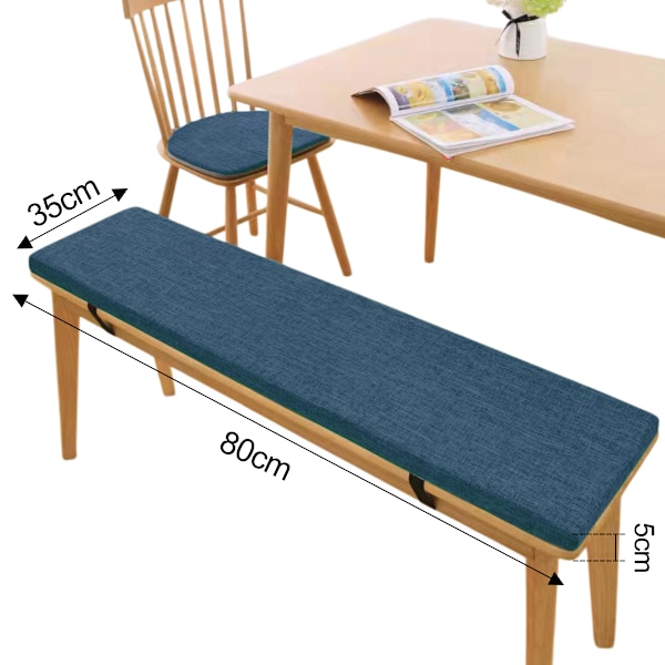 Bänkdyna i linne, halkfri stolsdyna, skobänksdyna med bindningsspänne, varmgrå Style 2