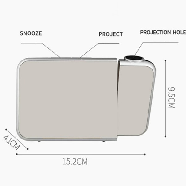 Projektionsväckarklocka för sovrum, digital klocka med inomhus
