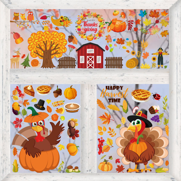 Thanksgiving Window Clings Stickers Holiday Turkey Cling for