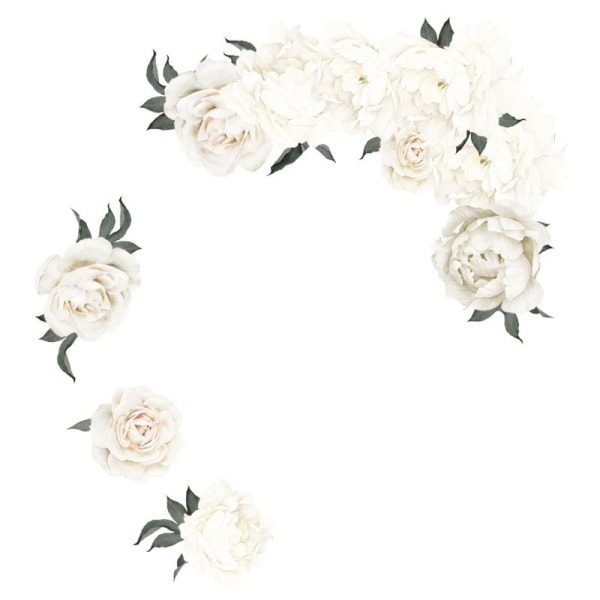White Peony Wall Deacs Blommor Väggdekaler för sovrum,