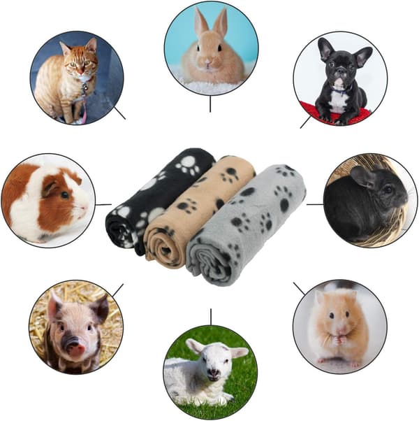 DIGIFLEX 3 x Store Hund Kat Kæledyr Bløde Fleece Tæpper 68cm X 92cm