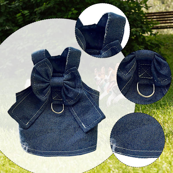 1PCS Hund kjol i denim för husdjur katt, promenad hund ut bröst bak