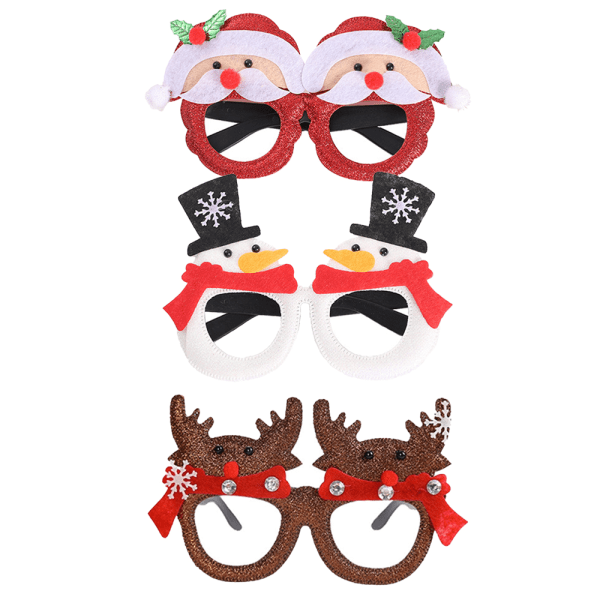 3 Pack Christmas Glasses Frame Plastic Cartoon Elk Santa