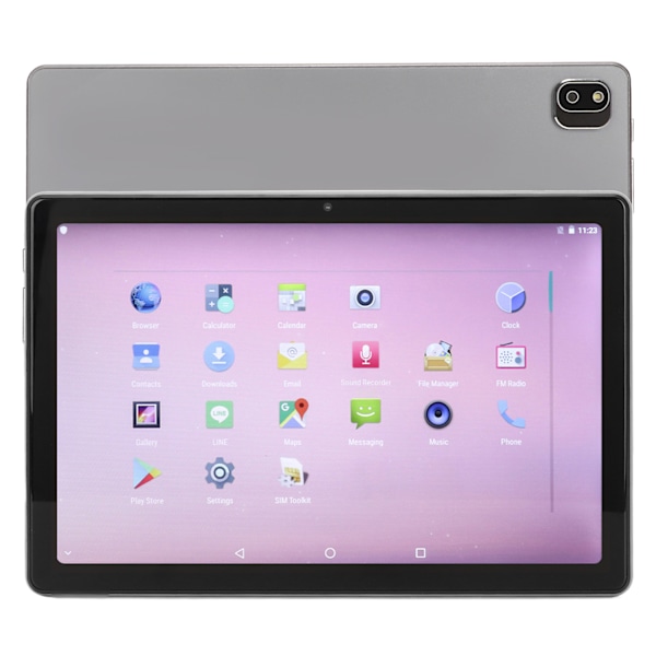 10-tums Tablet 6G RAM 256G ROM Stöd för 4G-nätverkssamtal 5G WIFI Dual Band Tablet PC för Android 11 100‑240V Grå EU-kontakt