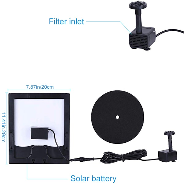 Solcellsfontän med 3000mAh batteri, senaste uppgraderade fix