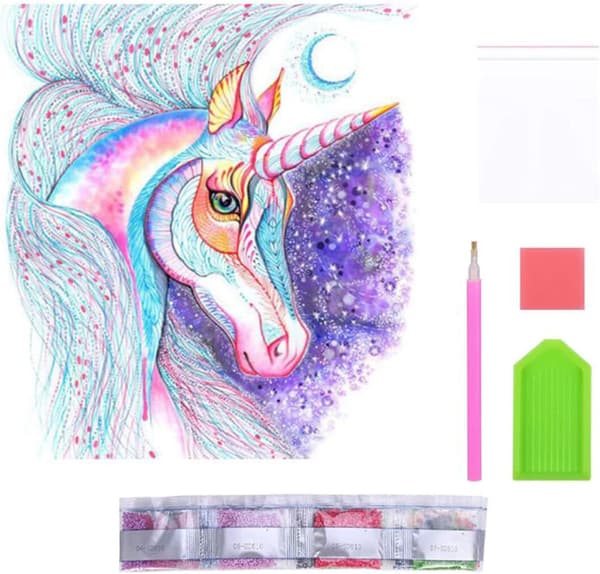 Unicorn 5D diamantmålningskit, djurmålningskonst för hemvägg