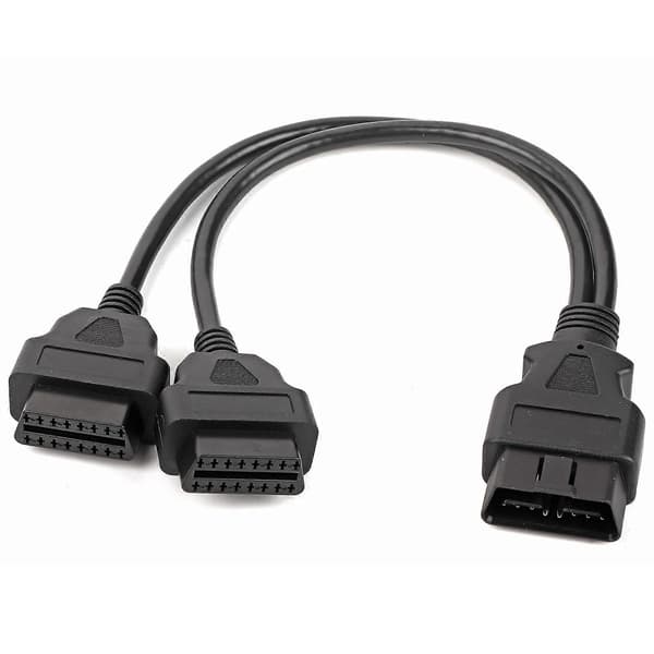 Bil 16 Pin OBD2 OBDII Mann Til Dobbel Kvinne Y-Splitter Adapter Forlengelseskabel Diagnostisk Verktøy