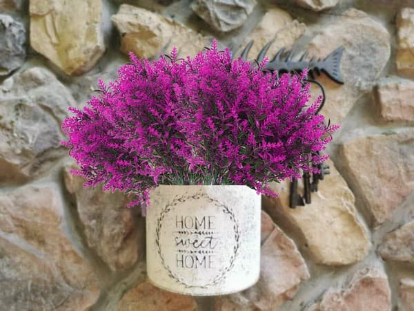 7 stk rose 5 grener juledekorasjon kunstig lavendel lilla