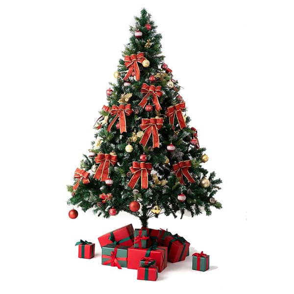 8 st Glitter Julkrans Rosett Julgransprydnader Rosetter för Juldekoration red