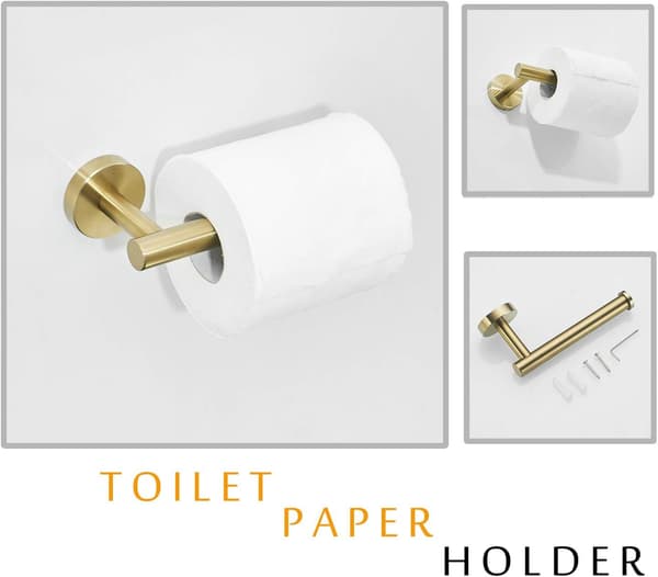 3-delt baderomstilbehør, 30 cm håndklestang, toalettpapirholder