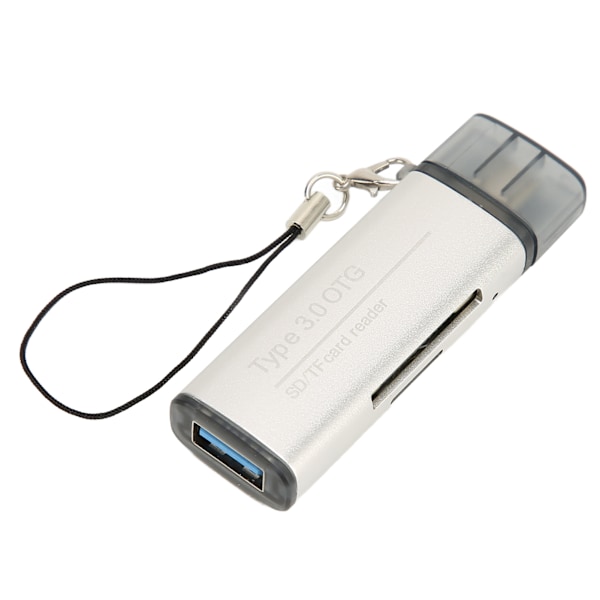 Minneskortläsare Plug and Play Aluminiumlegering USB C 3.0 OTG Lagringskortläsare med Snoddhål för Windows för LINUX