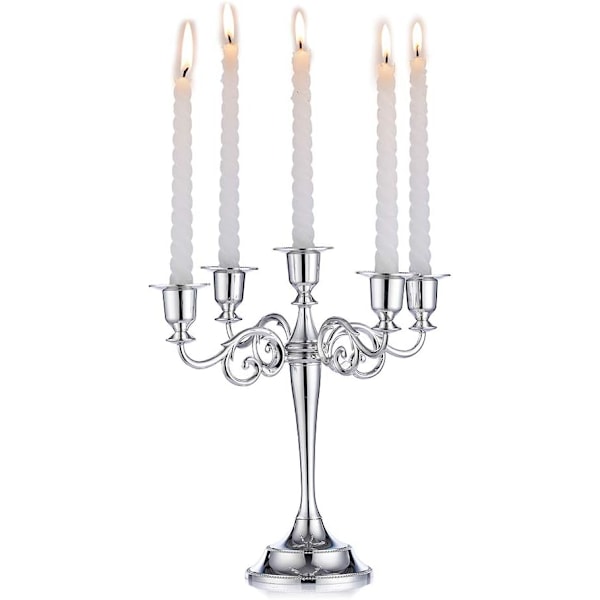 Silver Candelabra Holder 5 Arm  27cm Tall Taper Candles
